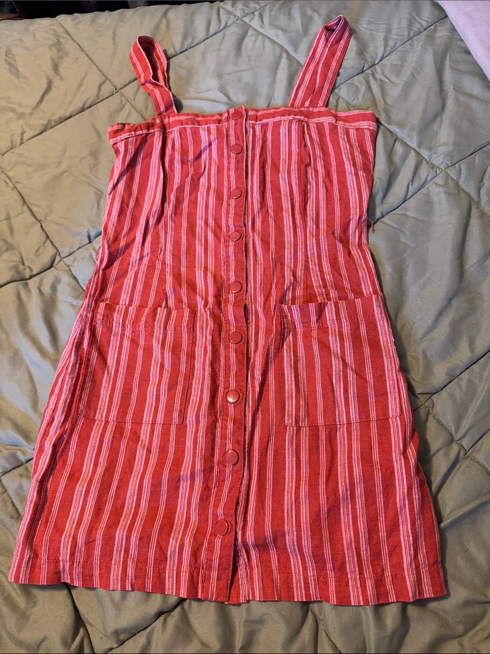 Red Striped Button-Front Dress